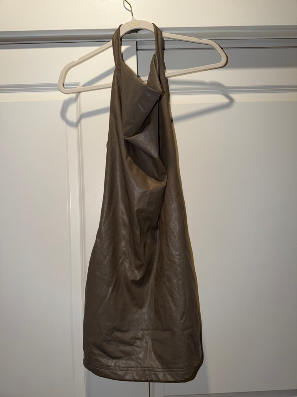 Forever 21 LuxeXXI Taupe Faux-Leather Dress